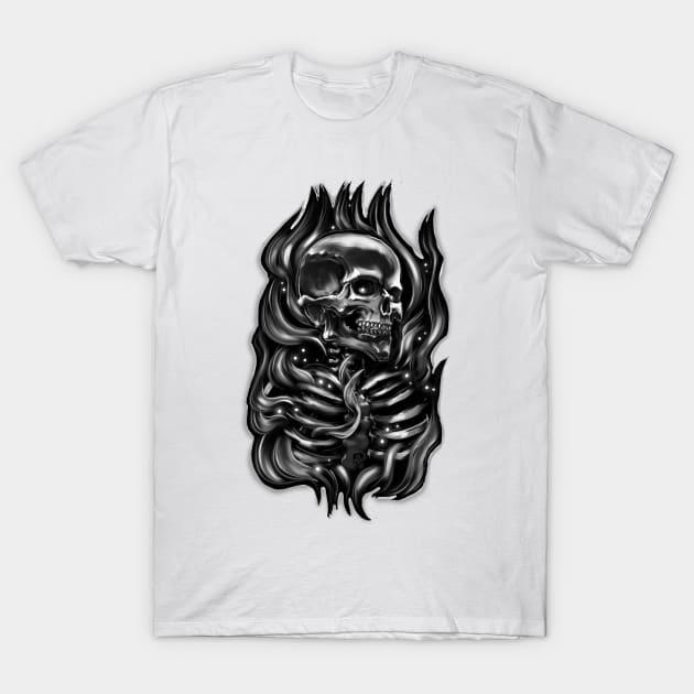 Born of Fire monochrome T-Shirt by Shawnsonart